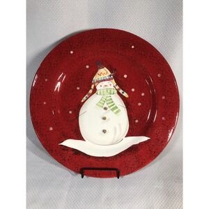 Oneida Snowmates Snowman Christmas Plate Debbie Taylor Earthenware-Preowned